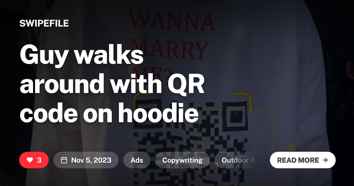 Guy walks around with QR code on hoodie