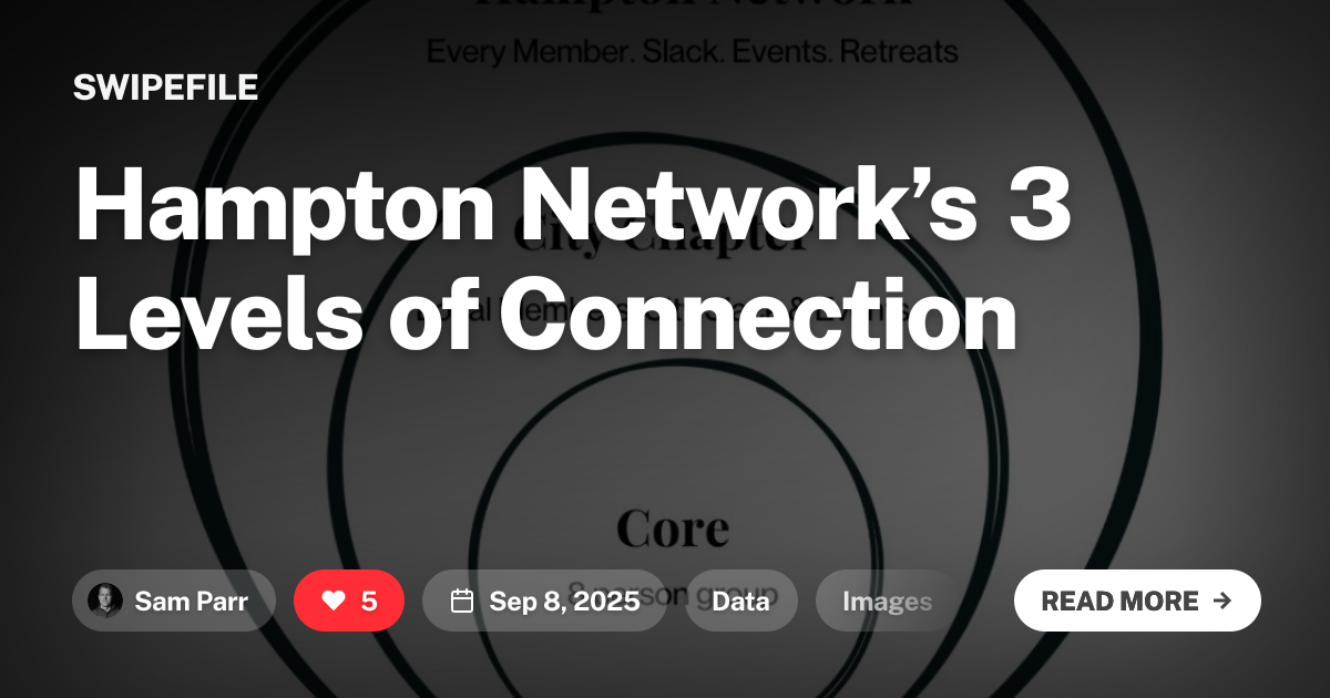 Hampton Network’s 3 Levels of Connection | Swipefile