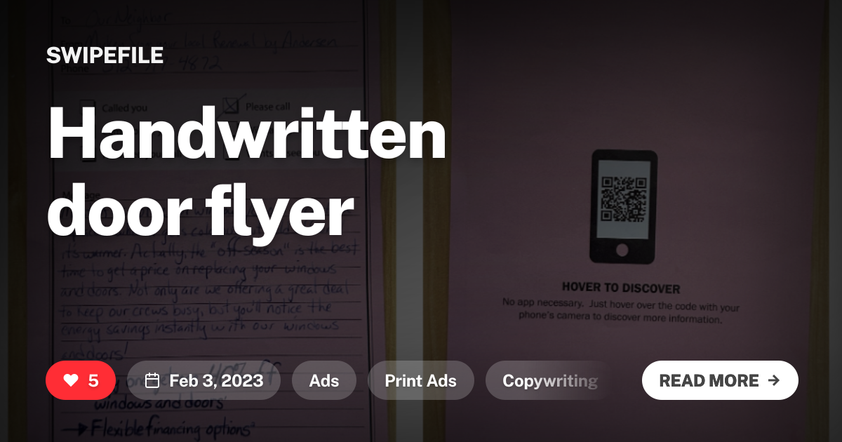 Handwritten door flyer