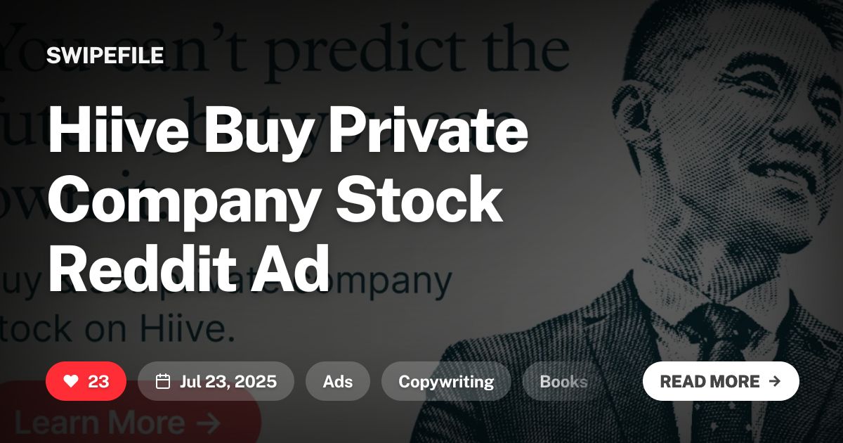Stock Example Ad Hiive Buy Private Company Stock Reddit Ad | Swipefile