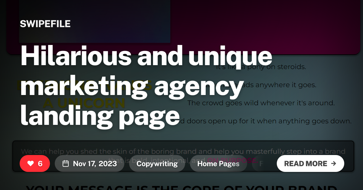 Hilarious and unique marketing agency landing page