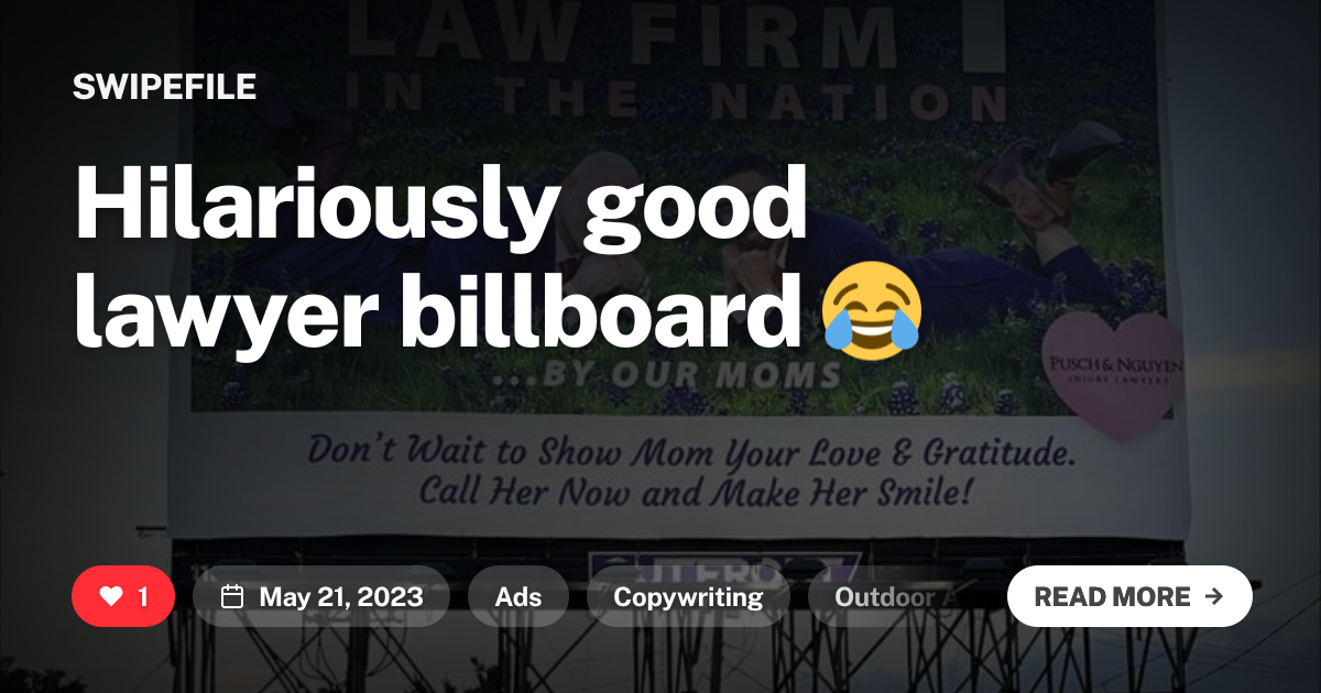 Hilariously good lawyer billboard 😂