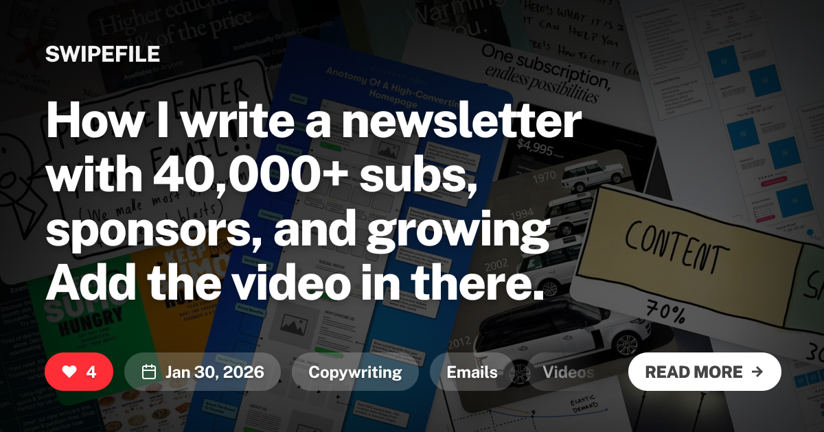 How I write a newsletter with 40,000+ subs, sponsors, and growing Add the video in there.