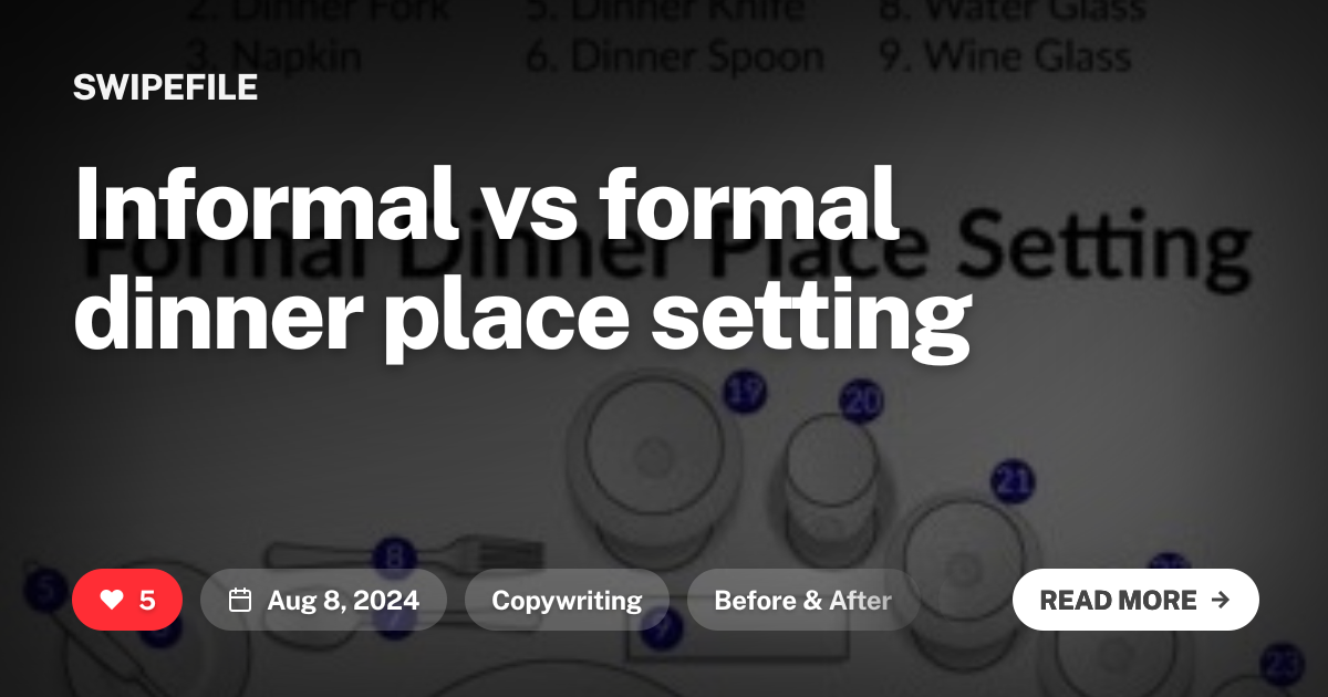 Informal vs formal dinner place setting