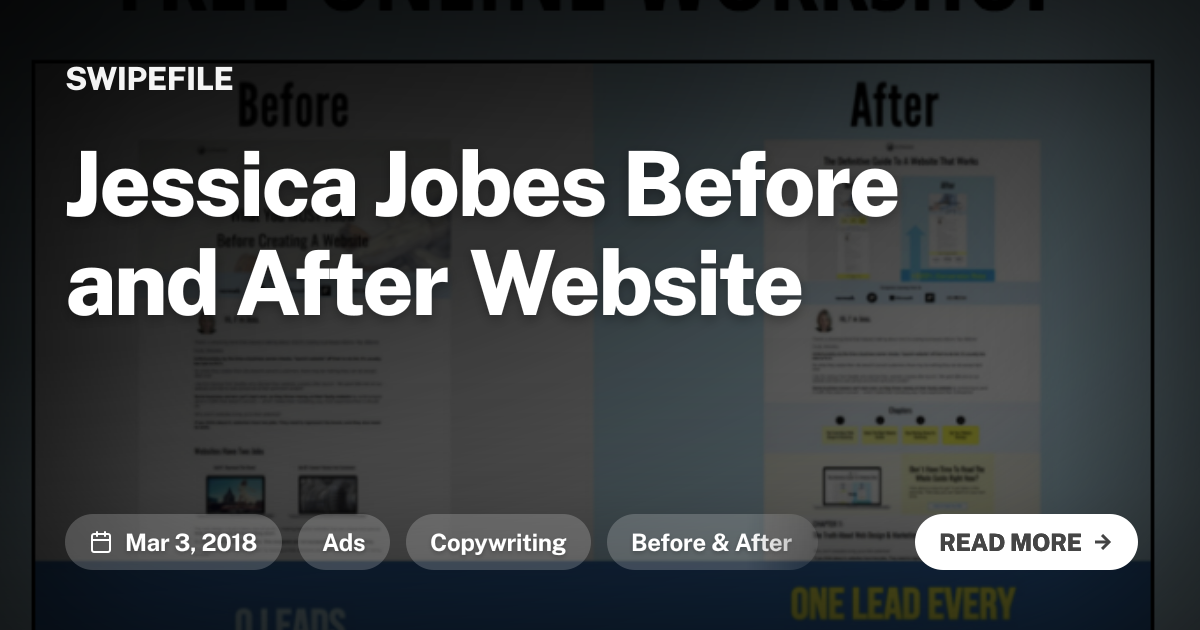 Jessica Jobes Before and After Website | SwipeFile