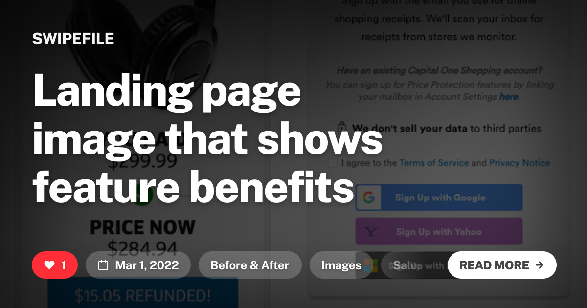 Landing page image that shows feature benefits