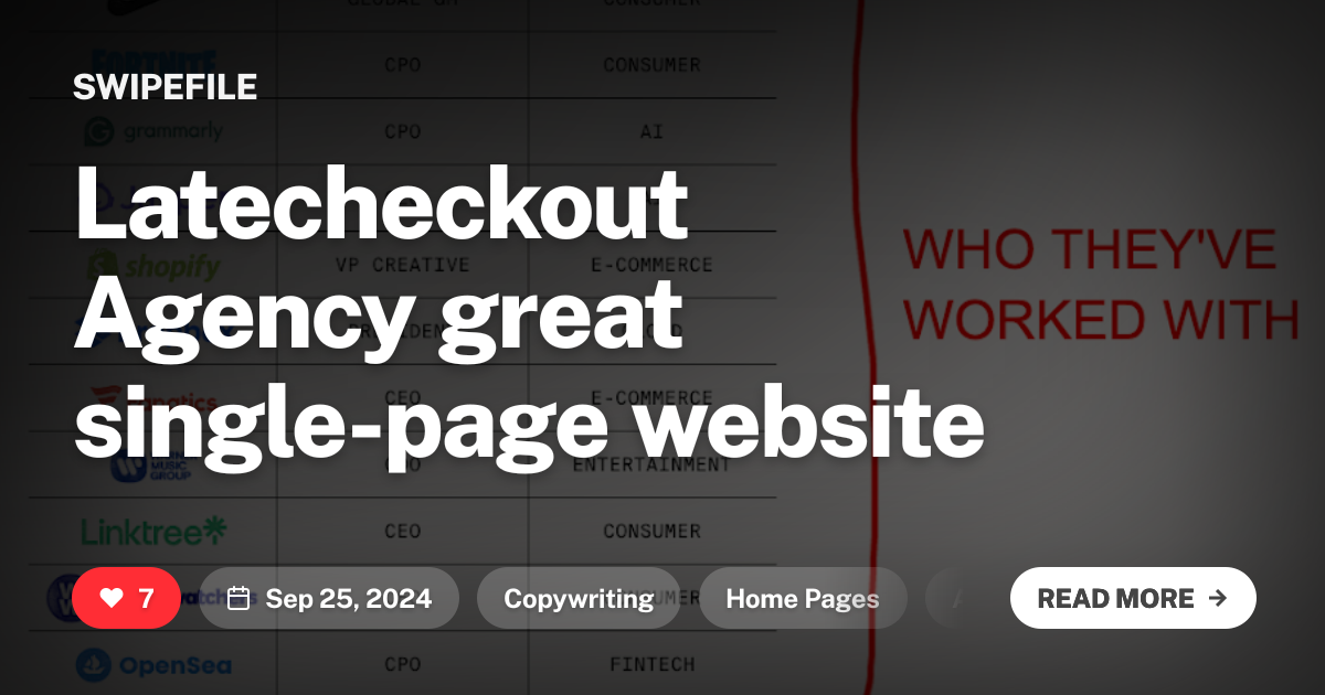 Latecheckout Agency great single-page website