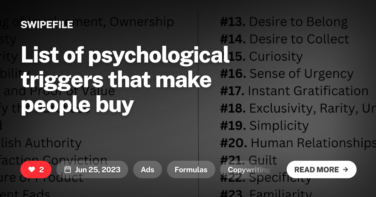 List of psychological triggers that make people buy