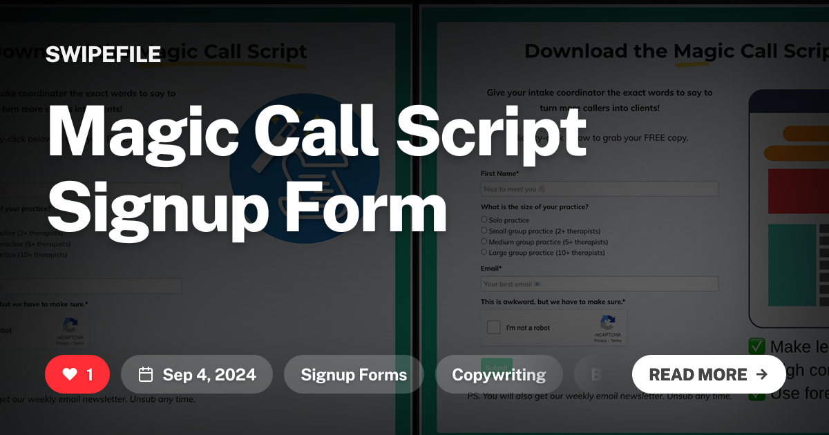 Magic Call Script Signup Form