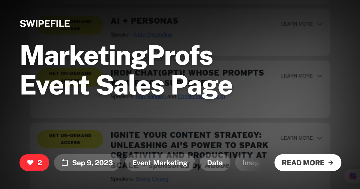 MarketingProfs Event Sales Page