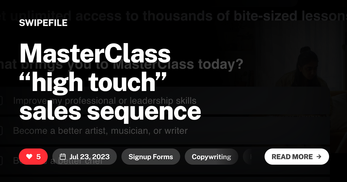 MasterClass “high touch” sales sequence
