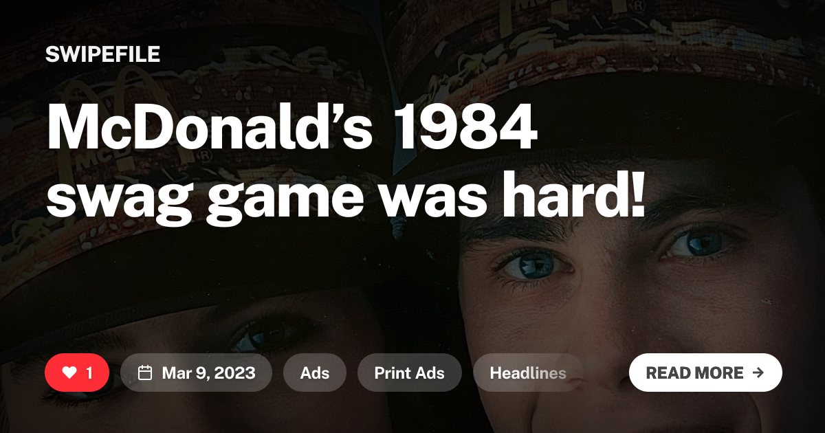 McDonald’s 1984 swag game was hard!