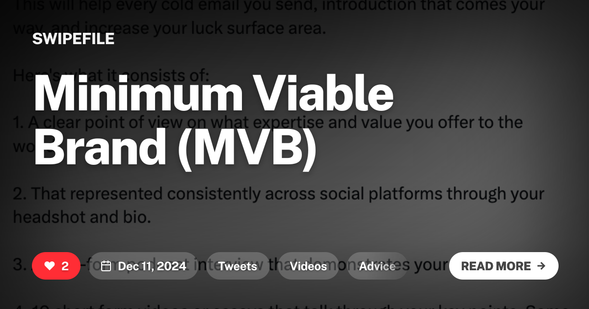 Minimum Viable Brand (MVB)