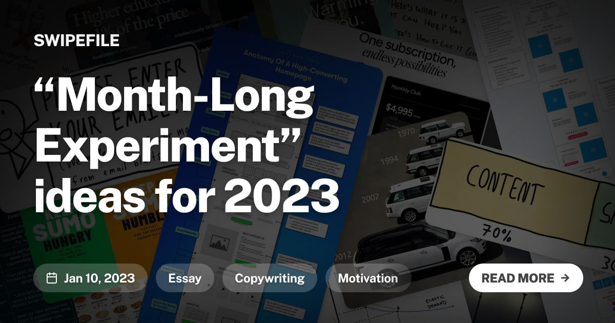 “Month-Long Experiment” ideas for 2023