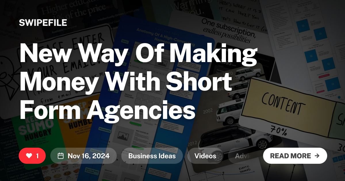 New Way Of Making Money With Short Form Agencies