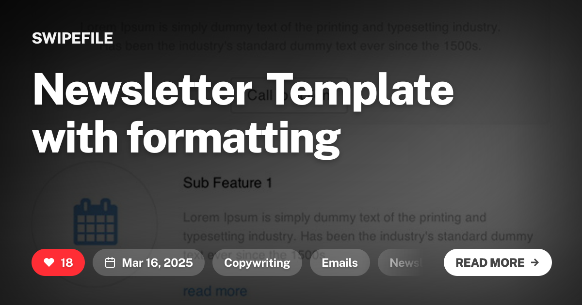 Newsletter Template with formatting | SwipeFile