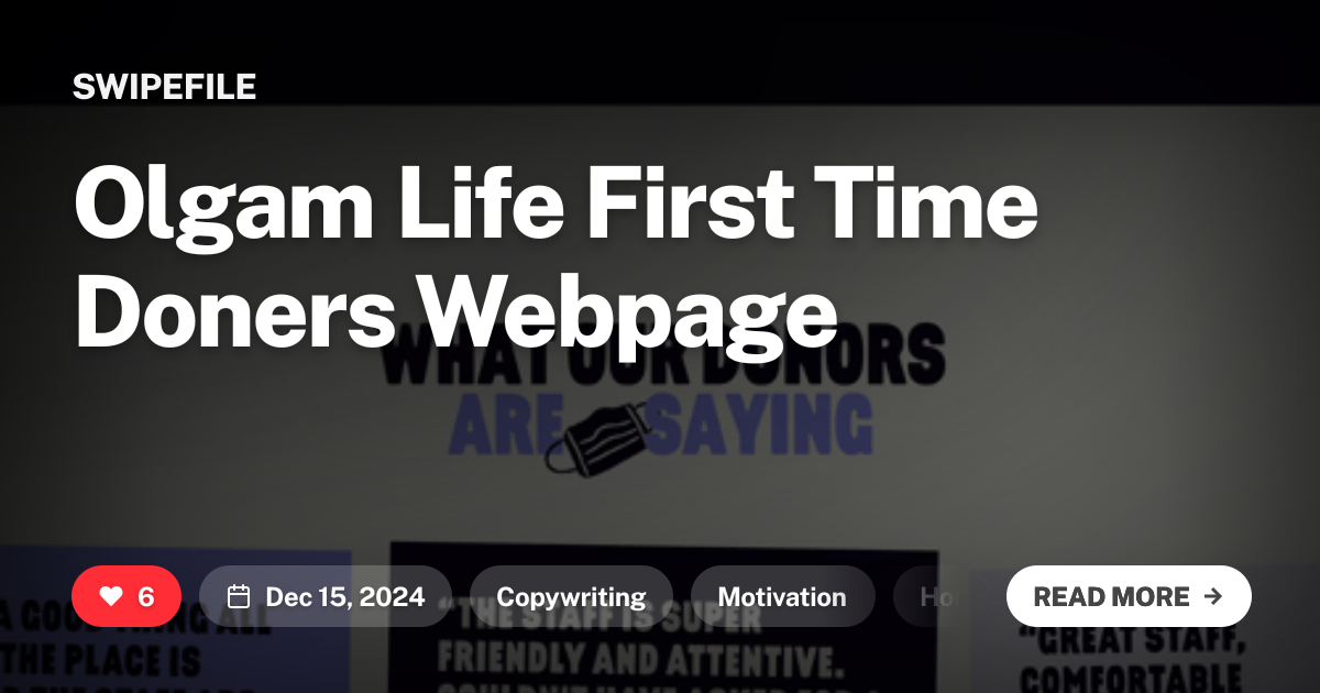Olgam Life First Time Doners Webpage