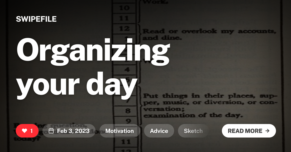 Organizing your day