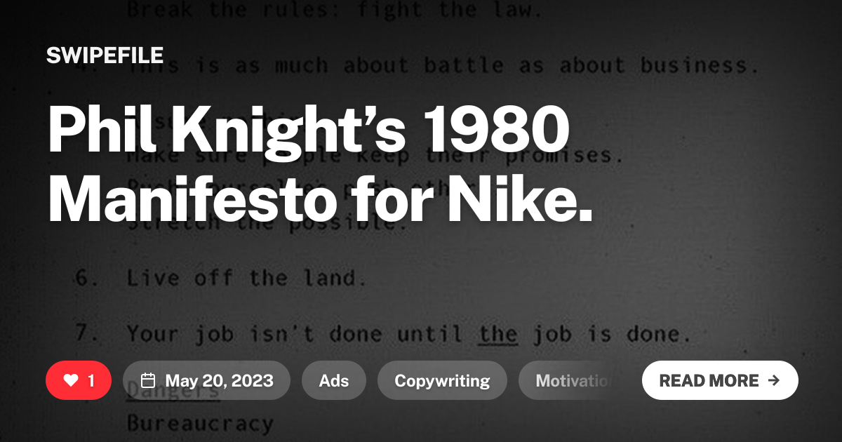 Phil Knight’s 1980 Manifesto for Nike.