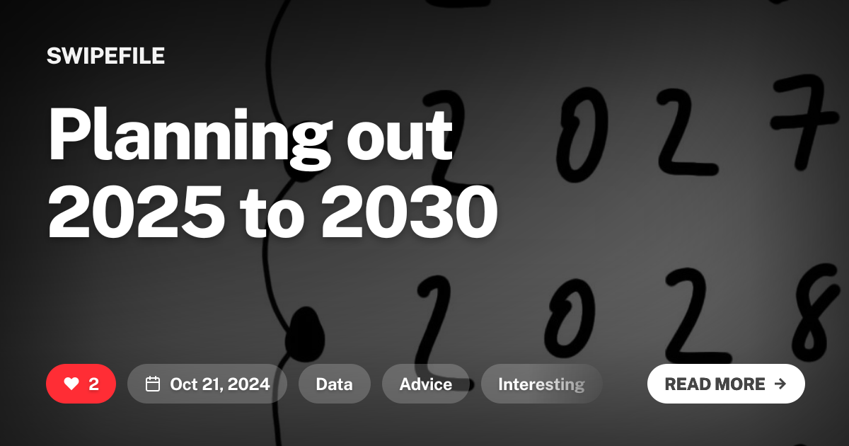 Planning out 2025 to 2030