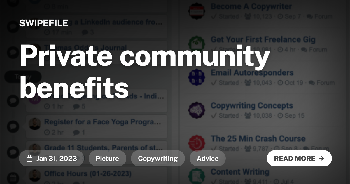 Private community benefits