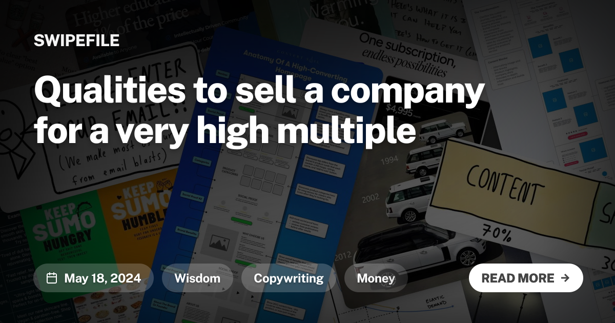 Qualities to sell a company for a very high multiple