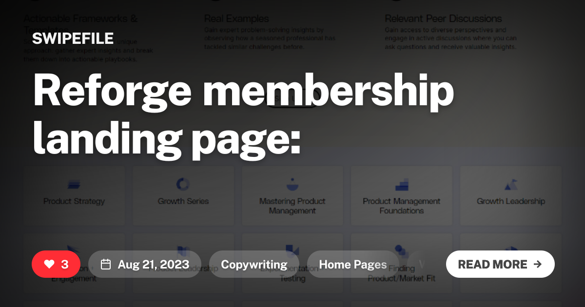 Reforge membership landing page: