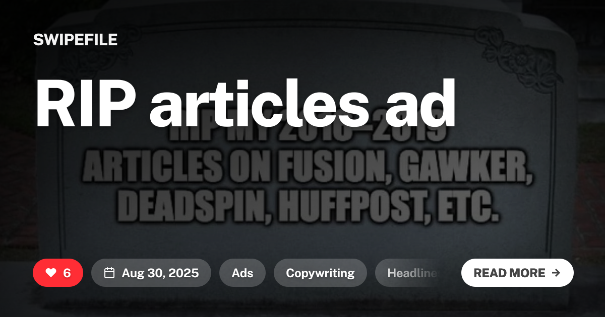 How Do You Fix Rip Addid RIP articles ad | Swipefile