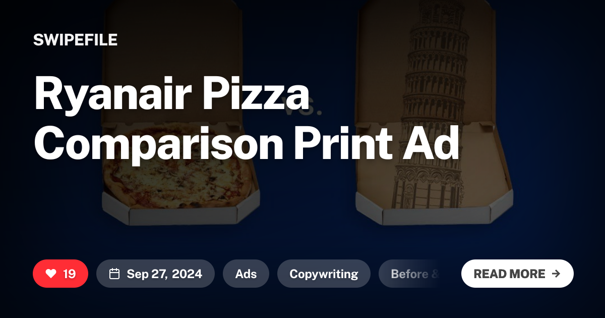 Ryanair Pizza Comparison Print Ad