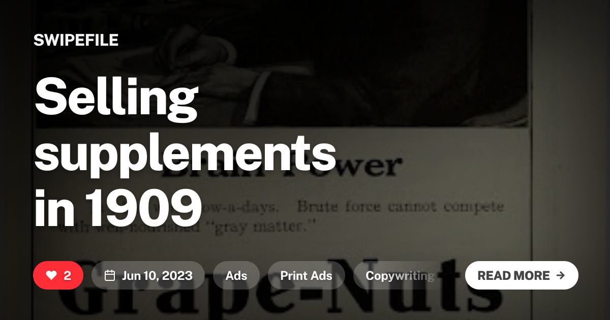 Selling supplements in 1909