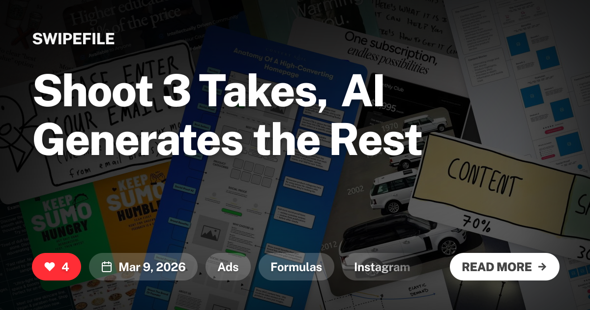 Shoot 3 Takes, AI Generates the Rest | Swipefile