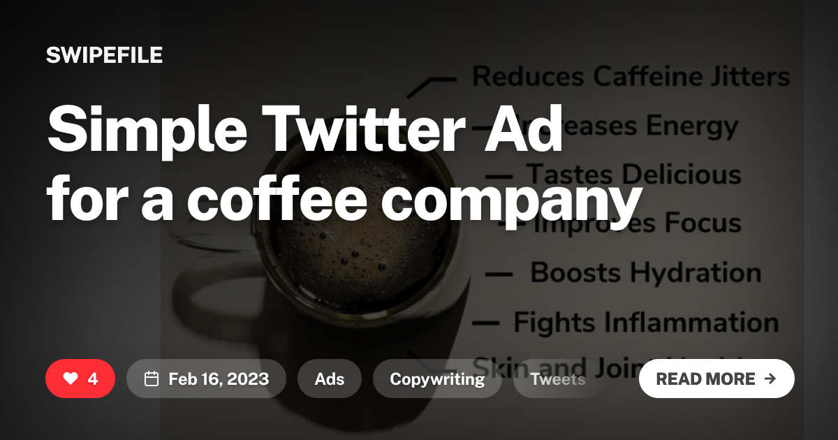 Simple Twitter Ad for a coffee company