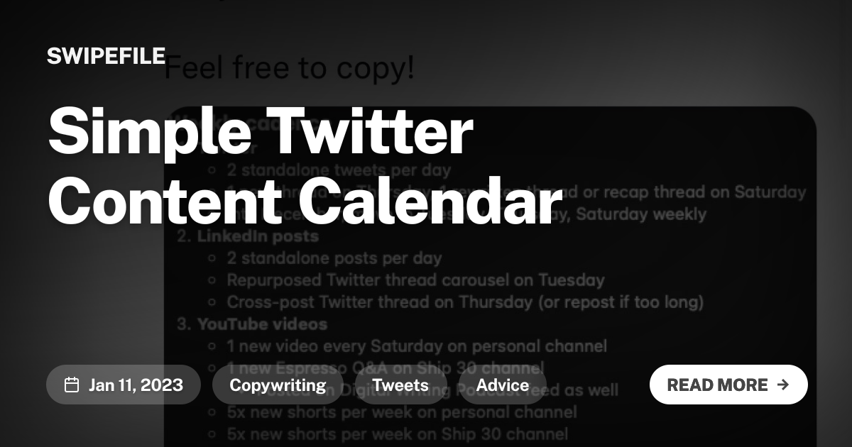 Simple Twitter Content Calendar