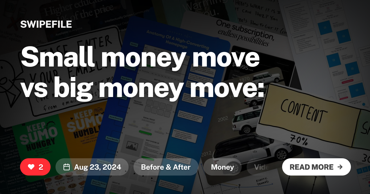 Small money move vs big money move: