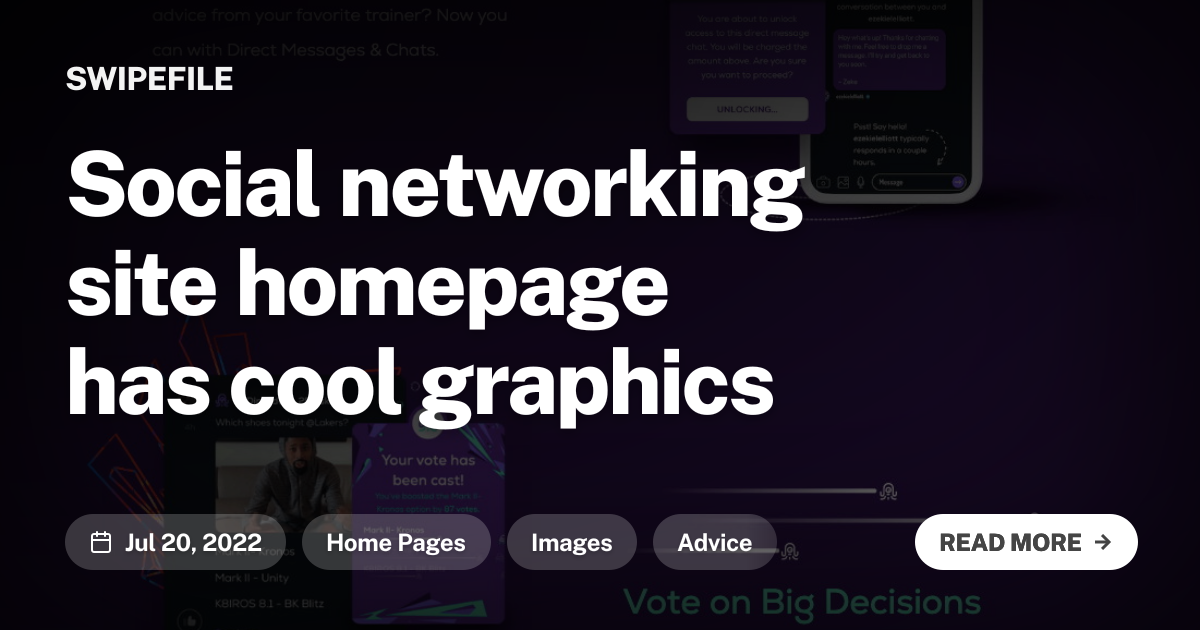 Social networking site homepage has cool graphics