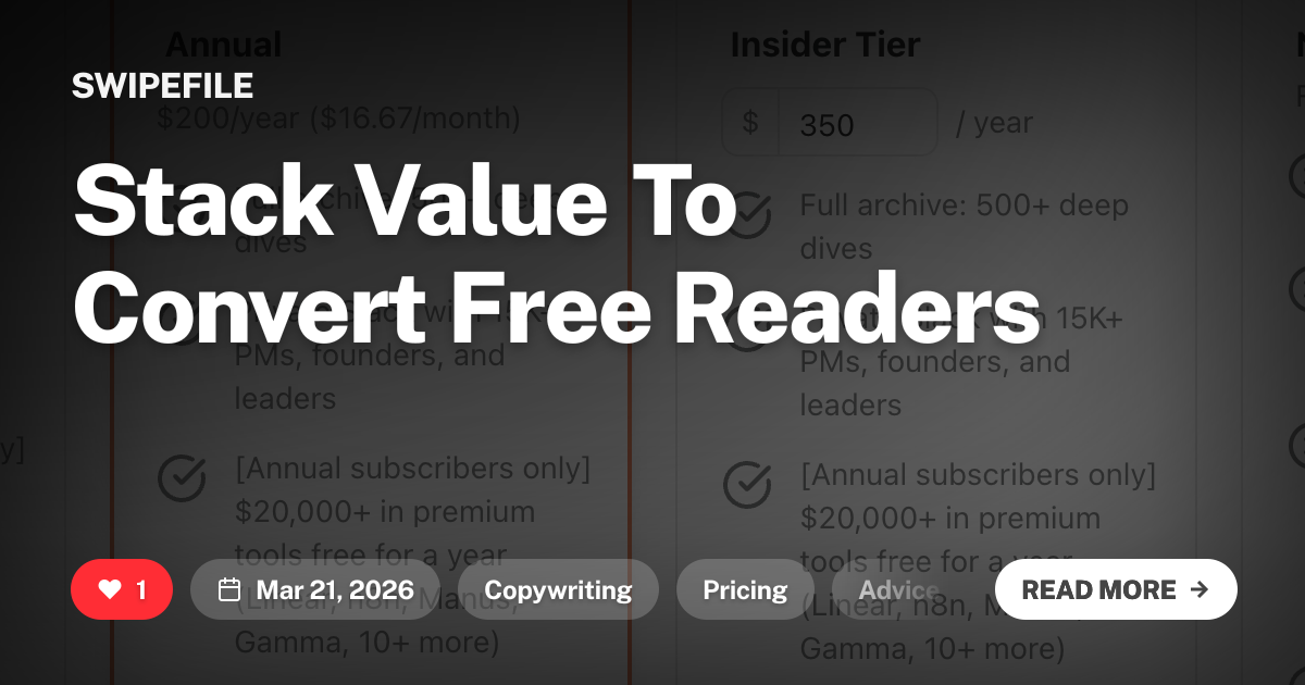 Stack Value To Convert Free Readers | Swipefile