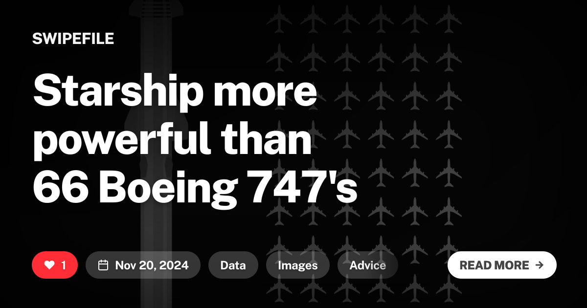 Starship more powerful than 66 Boeing 747&#x27;s