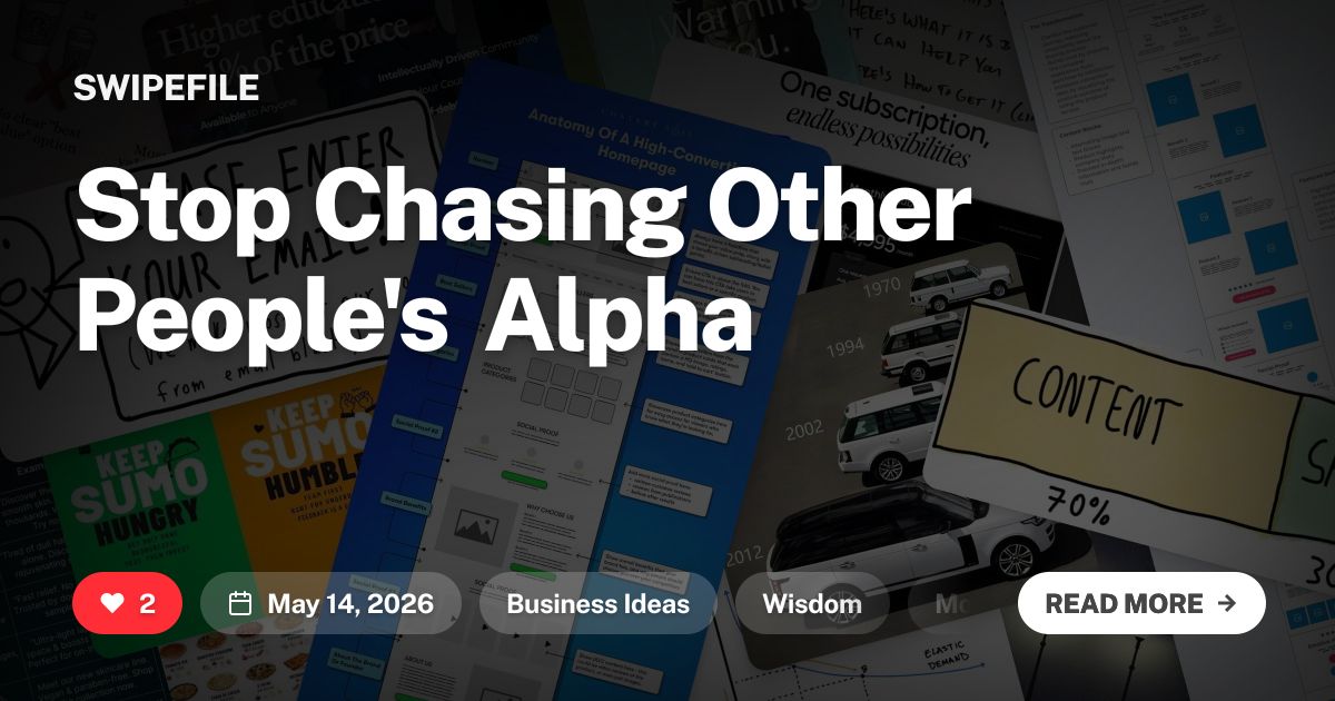 Chasing Alpha Stop Chasing Other People's Alpha | Swipefile