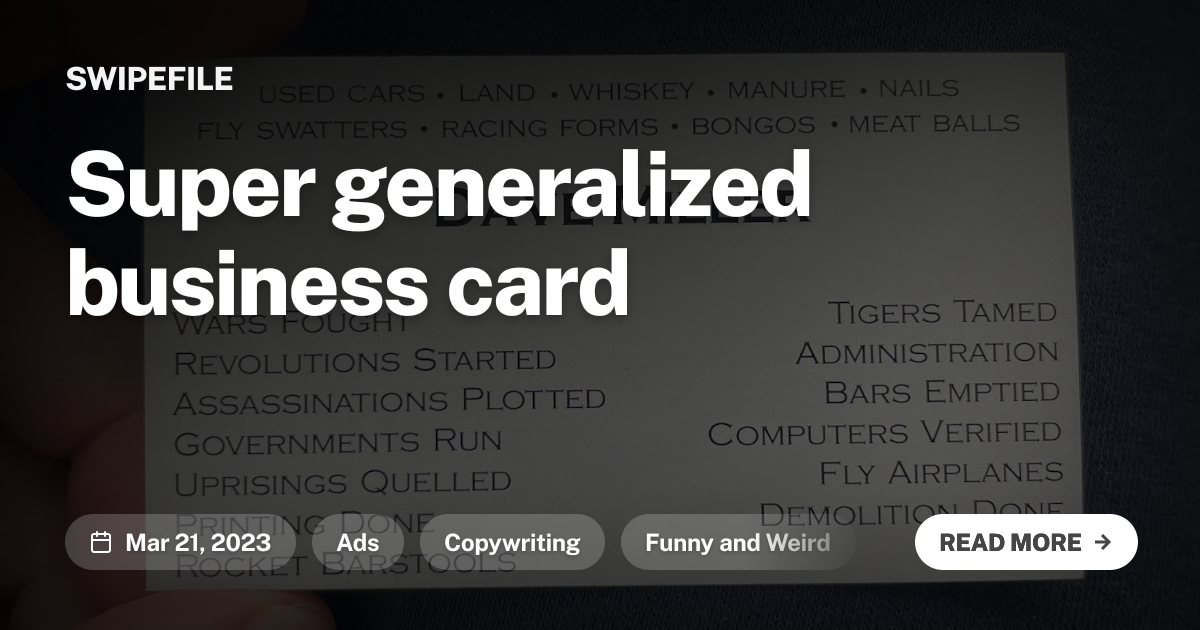 Super generalized business card