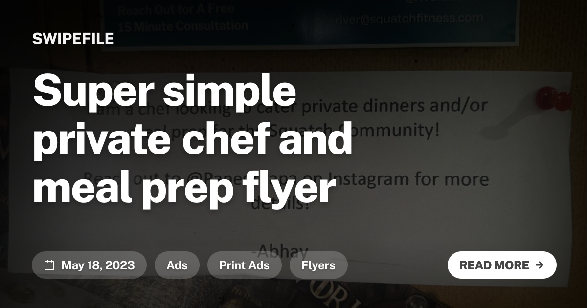 Super simple private chef and meal prep flyer