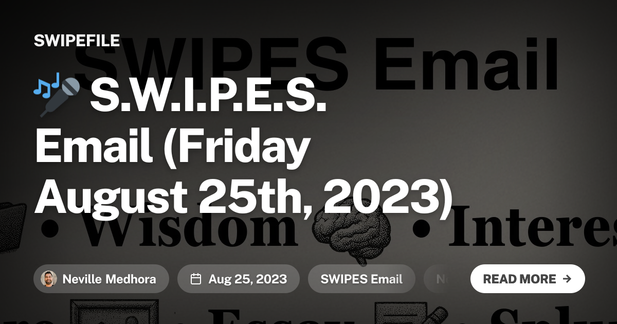 🎤 S.W.I.P.E.S. Email (Friday August 25th, 2023)