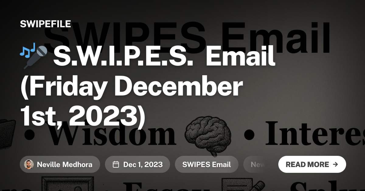 🎤 S.W.I.P.E.S. Email (Friday December 1st, 2023)