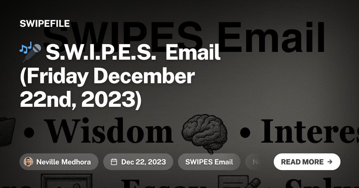 🎤 S.W.I.P.E.S. Email (Friday December 22nd, 2023)