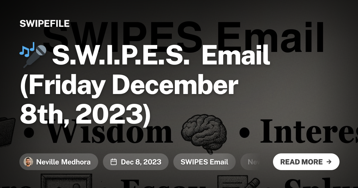 🎤 S.W.I.P.E.S. Email (Friday December 8th, 2023)