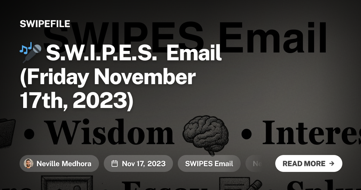 🎤 S.W.I.P.E.S. Email (Friday November 17th, 2023)