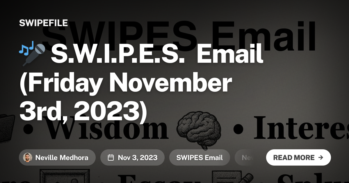 🎤 S.W.I.P.E.S. Email (Friday November 3rd, 2023)