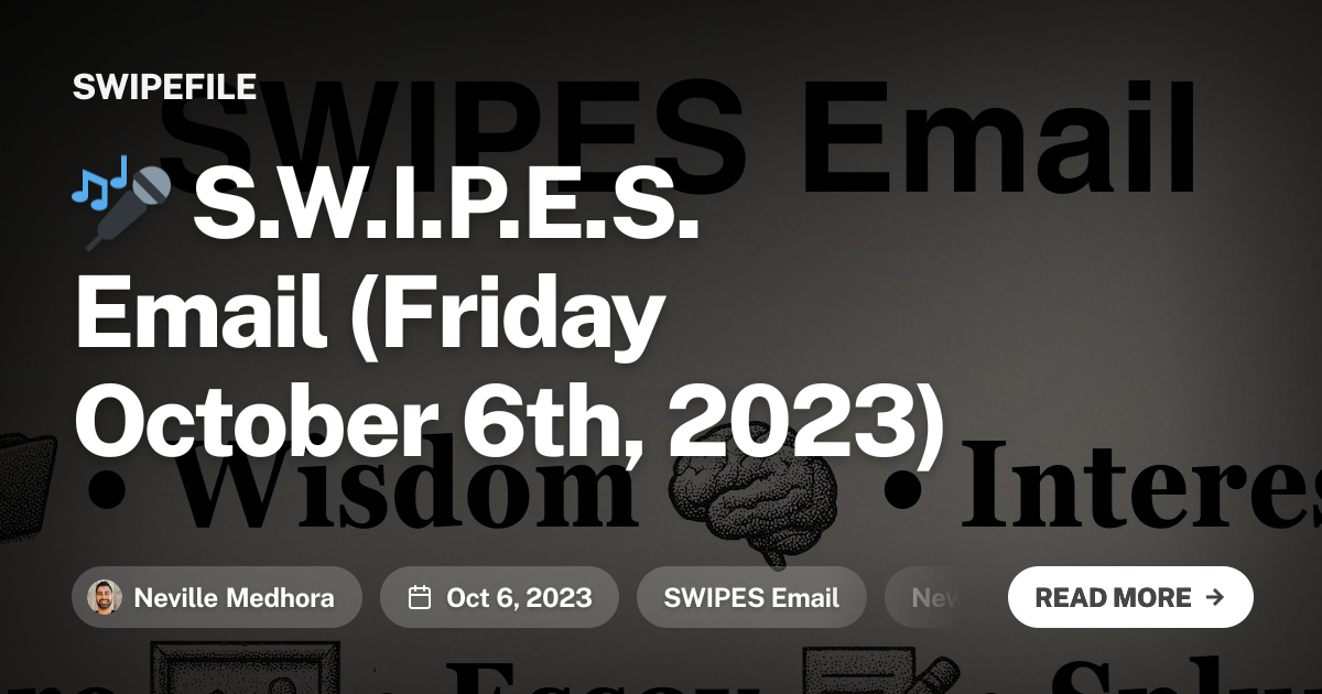 🎤 S.W.I.P.E.S. Email (Friday October 6th, 2023)