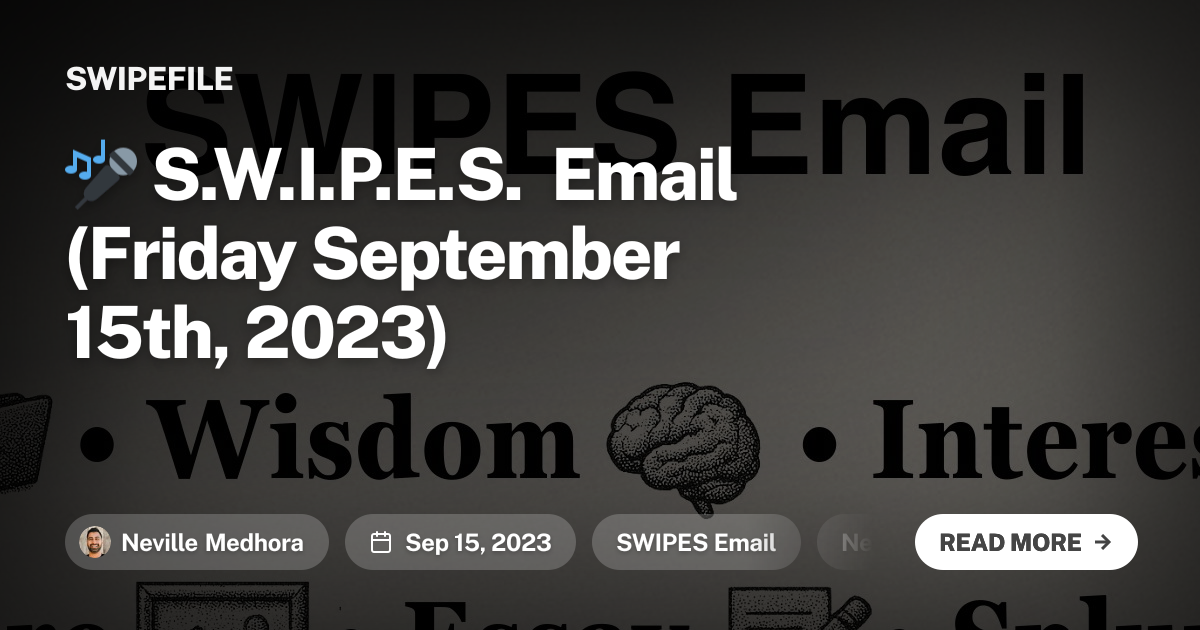 🎤 S.W.I.P.E.S. Email (Friday September 15th, 2023)