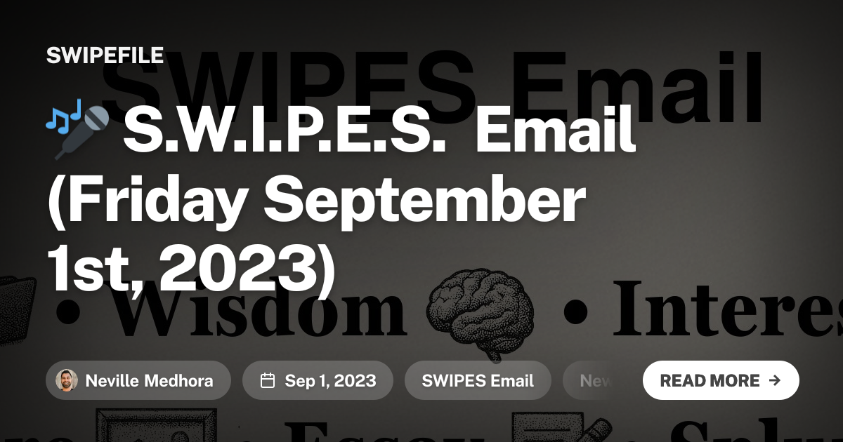 🎤 S.W.I.P.E.S. Email (Friday September 1st, 2023)