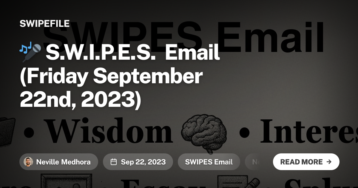 🎤 S.W.I.P.E.S. Email (Friday September 22nd, 2023)